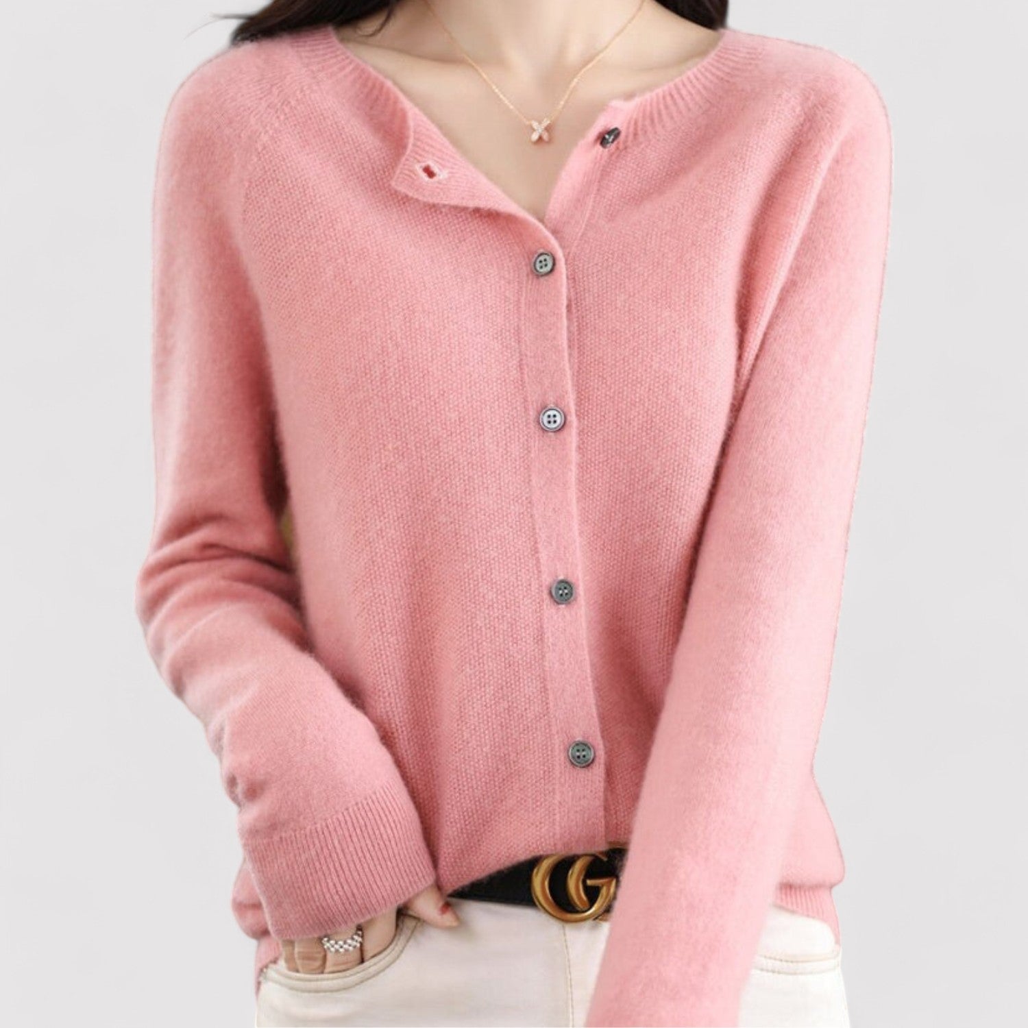 Belbo | Women's Wool Cardigan Open Neck Cashmere Sweater