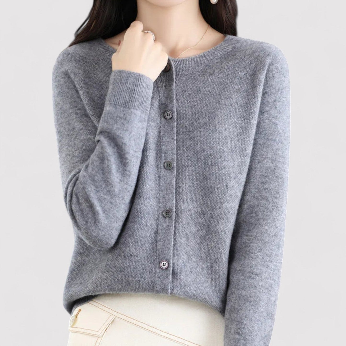 Belbo | Women's Wool Cardigan Open Neck Cashmere Sweater