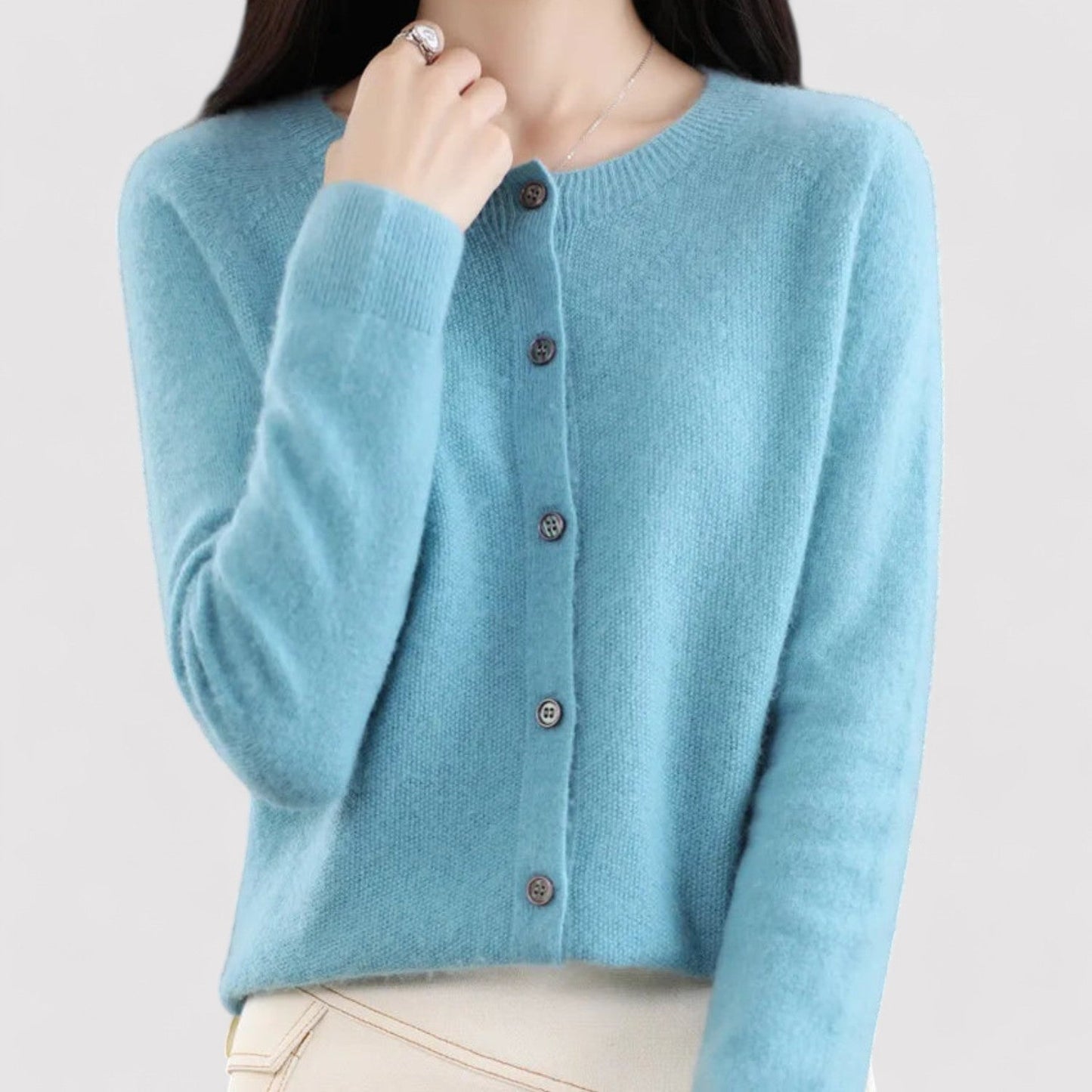 Belbo | Women's Wool Cardigan Open Neck Cashmere Sweater