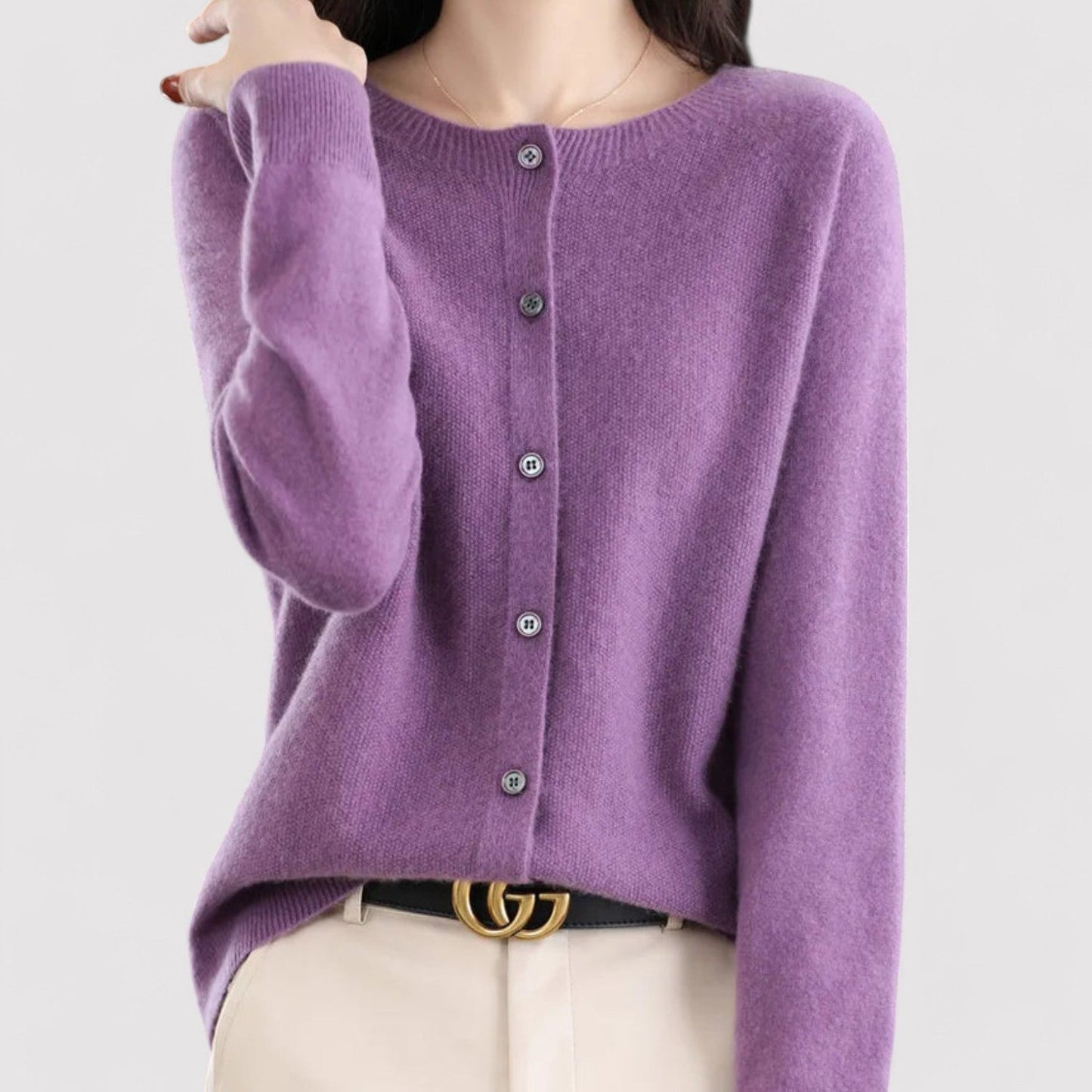 Belbo | Women's Wool Cardigan Open Neck Cashmere Sweater