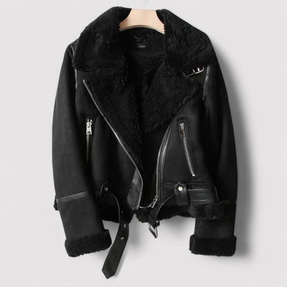 Belbo | Women's Leather Jacket with Sherpa Execution